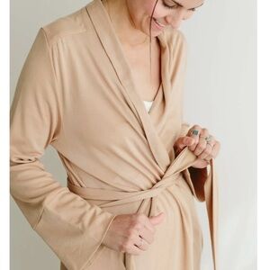 NEW GOUMI WOMENS ROBE | SANDSTONE - BAMBOO & ORGANIC COTTON - SIZE XS/S